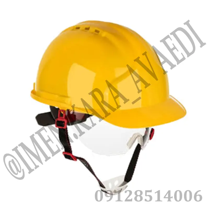 کلاه ایمنی کار هترمن mk7 رنگ زرد با عینک متصل