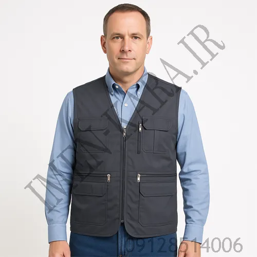 جلیقه مهندسی و خبرنگاری طوسی تیره