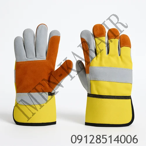 دستکش کار چرمی کف دوبل مهندسی