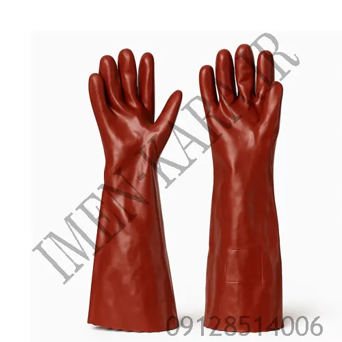 دستکش ضد اسید بلند پوشا قرمز