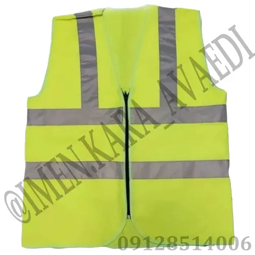 جلیقه شبرنگ دار فسفری زیپی