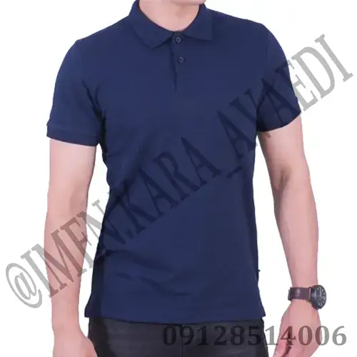 تیشرت یقه دار دکمه ایی رنگ سرمه ایی