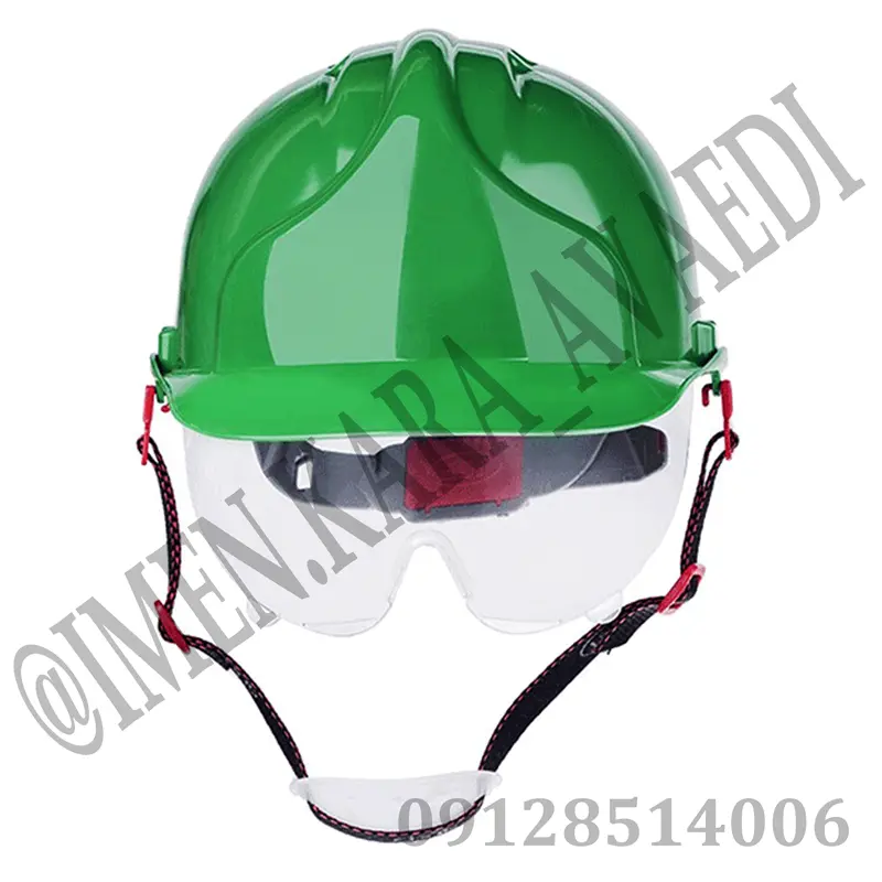 کلاه کار ایمنی با عینک هترمن mk7 سبز
